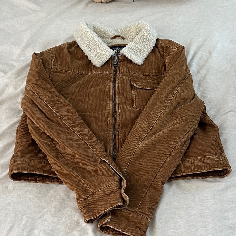 SuperDry Corduroy Sherpa Lined Cropped Winter Jacket